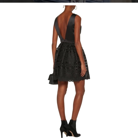 Sandro Black Lace Plunge Neckline Luminary Dress 4 - Picture 2 of 14